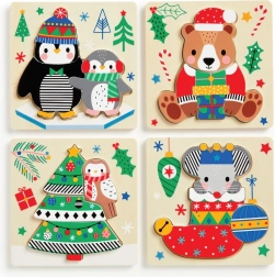 houten kerstpuzzelset voor peuters 4-in-1 MUDPUPPY