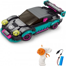 Turquoise RC Car Building Kit with Remote Control 17 cm, 265 pieces