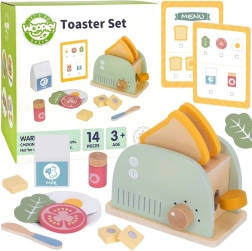 Woopie green wooden toaster – breakfast set with accessories, 14 pieces, FSC