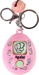 Roze sleutelhanger met het spel steen, papier, schaar