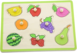 Houten fruit-inlegpuzzel met knopjes