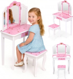 Kinderkaptafeltafel met driedelige spiegel en krukje ECOTOYS
