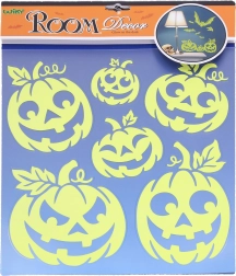 Muurstickers die in het donker gloeien 38 × 31 cm pompoen Halloween