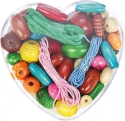 Lena houten kralen in een hartvormige doos