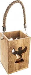 Houten lantaarn met engel MANGO 20,5 cm