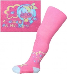 Cotton Tights New Baby with 3× ABS – Pink Flower Princess, size 104–110