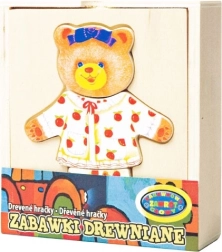 Zieh den Bären an – Holz-Kombinationsset mit Kleidungsteilen