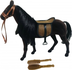 Plush Dark Horse 35 cm with Saddle and Combs