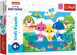 Puzzel Baby Shark – haaienfamilie op vakantie, 60 stukjes (33 × 22 cm)