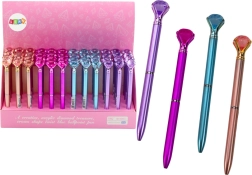 Ballpoint pen with diamond, matte, blue ink 0.7 mm