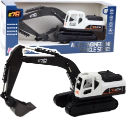 Grote rupsgraafmachine met metalen bak en beweegbare scharnieren