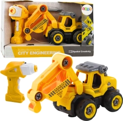 RC excavator construction set 2-in-1 with screwdriver and drill, yellow