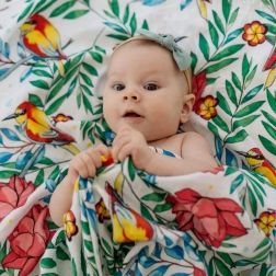 Bamboe mousselinedeken Blooming Day 120x120 cm