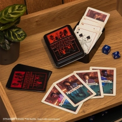 Stranger Things joker playing cards in a tin box