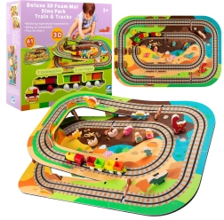 Schuimvloer set 3D Dino park met treintje 61 delen HUMBI
