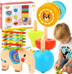 Houten spellenset – olifant, mikado, tol en jojo 46 stuks TOOKY TOY