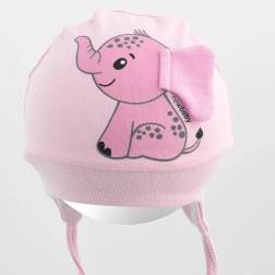 Bonnet bébé en coton New Baby Happy Elephant rose