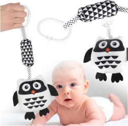 High-contrast hanging owl rattle for babies