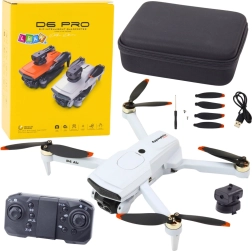 Drone D6 Pro avec caméra et éclairage LED, contrôle via application – Gris clair