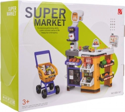 mega supermarkt met winkelwagentje en accessoires voor kinderen