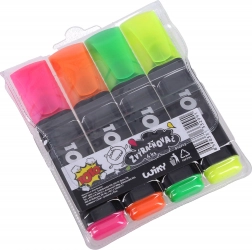 Set of highlighters with a thick chisel tip, 4 colors