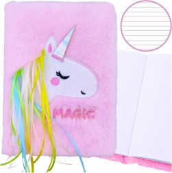 Carnet peluche A5 avec licorne et couverture douce et duveteuse, ligné
