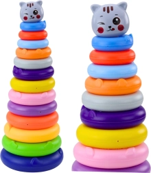 Gekleurde toren met ringen en kat