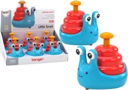 Blije wielslak op paard blauw en rood