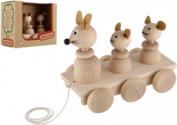 Jouet à tirer en bois Trois Souris