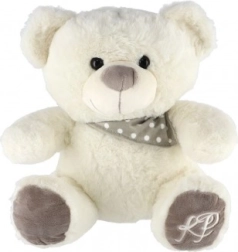 Plush teddy bear with scarf 35 cm – white