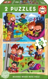 Houten puzzel Pretpark 2x25 stukjes van Educa