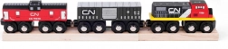 Houten treinset CN met goederentrein en rails