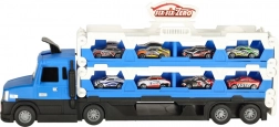 Foldable Truck – Car Transporter with Racetrack, 10 Cars, Blue