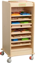 Houten kastje voor educatieve borden MASTERKIDZ 28 × 28 cm op wieltjes