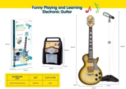 Elektrische Kinder-Gitarre mit Verstärker und Mikrofon – braunes Set