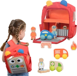 MASTERKIDZ centre de secours en sac à dos – set de jeu en bois