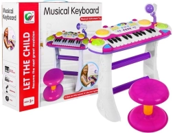 Roze set keyboard met drums en microfoon voor kinderen 3+ met verlichting en geluiden