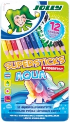 Aquarelkleurpotloden JOLLY Supersticks Aqua 12 kleuren in metalen doos