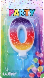 Feestkaars met cijfer 0 en sterren