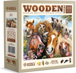 WOODEN CITY Wooden Double-Sided Puzzle Horses All Around 505 Pieces