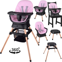 Multifunktionaler drehbarer Hochstuhl für Kinder 6-in-1 – rosa