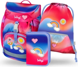 Schoolsset BAAGL Airy Regenboog rood: rugzak, etui, zak