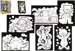 Image à gratter 6 pièces en couleur + 6 supports dans une boîte 19x22x6,5 cm