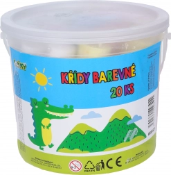 Ronde stoepkrijtjes 20 stuks in een emmer