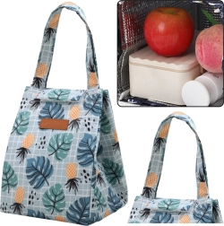 Sac isotherme Lunch Bag avec motif de feuilles et d’ananas 25 cm