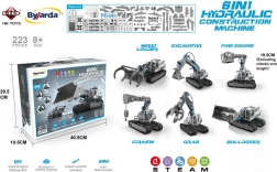 6-in-1 Construction Machinery Kit with Water Hydraulic Drive, 223 Pieces, for Kids 8+