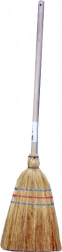 Rijststro-bezem met houten handvat 74 cm