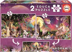 Puzzle Panorama Fées de conte de fées 2x100 pièces