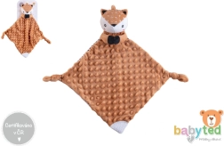 Plush cuddle blanket with fawn, teether and rattle 25 × 25 cm