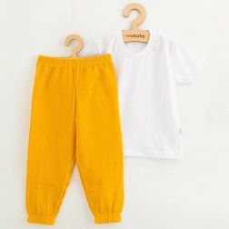 Kinderkledingset van katoen: T-shirt en mousseline broek New Baby Kindergarten, toffee, maat 116 (5–6 jaar)
